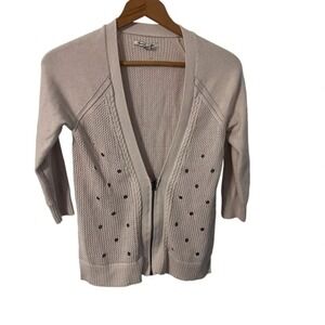 American Eagle Cardigan Zip Sweater Women's Medium Ivory Lightweight Open Knit